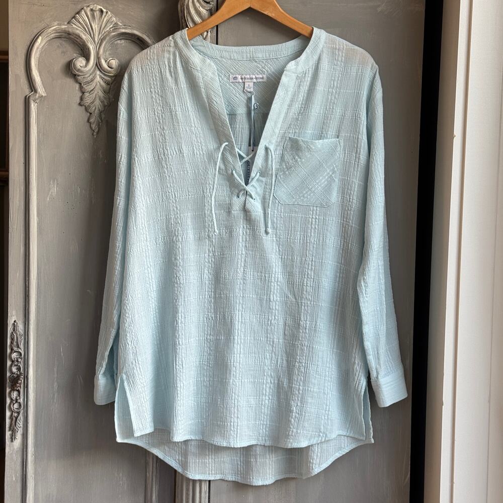 Southern Tide Marnee Textured Tunic Palm Ocean Swim Cover Up Top Size Small